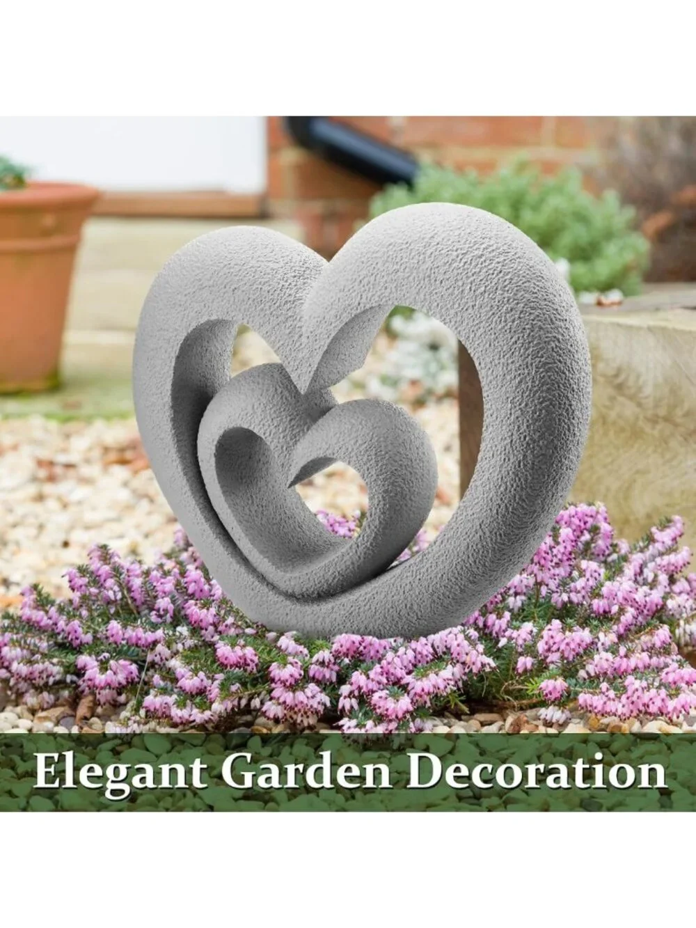 Heart-Shaped Garden Sculpture - Resin Outdoor Statue for Lawn, Patio & Memorial